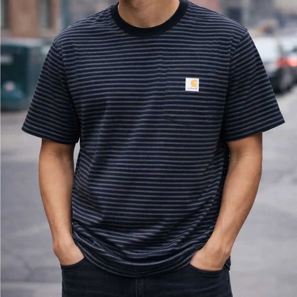 Carhartt Men's Navy Striped Tee